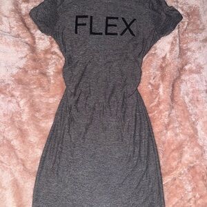 Fashion Nova Gray Bodycon Dress with Off the Shoulder Dolman Sleeves